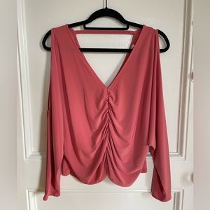 Rover Island ruched top! Salmon. Size 12.
